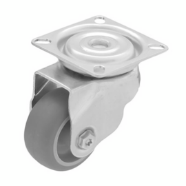 Swivel castor with thermoplastic rubber, steel fork and plate mount, 50 mm diameter