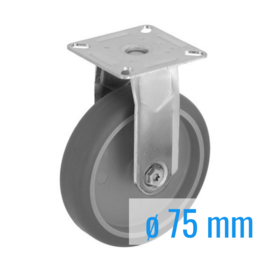 Bockrolle mit thermoplastischem Gummi, Stahlgabel und Plattenmontage, 75 mm Durchmesser