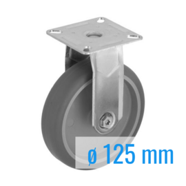 Bockrolle mit thermoplastischem Gummi, Stahlgabel und Plattenmontage, 125 mm Durchmesser