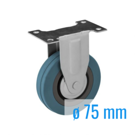 Bockrolle aus Vollgummi, Stahlgabel und Plattenmontage, 75 mm Durchmesser