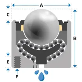 Kugelrolle, 12.7 mm, Kügel aus Edelstahl, für Einbaumontage, Omnitrack