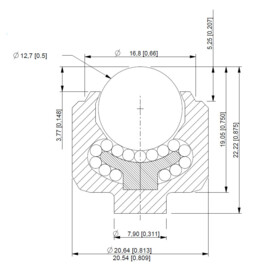 Ball Transfer Unit, 12.7 mm, Stainless steel ball, flush mounted, Omnitrack