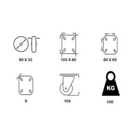 Lenkrolle, Durchmesser 80 mm, elastischer Gummireifen mit Bremse, Tragfähigkeit bis 100 kg